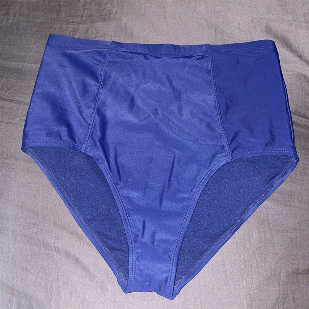 Old Navy, navy blue, high-waisted bikini bottoms, size M